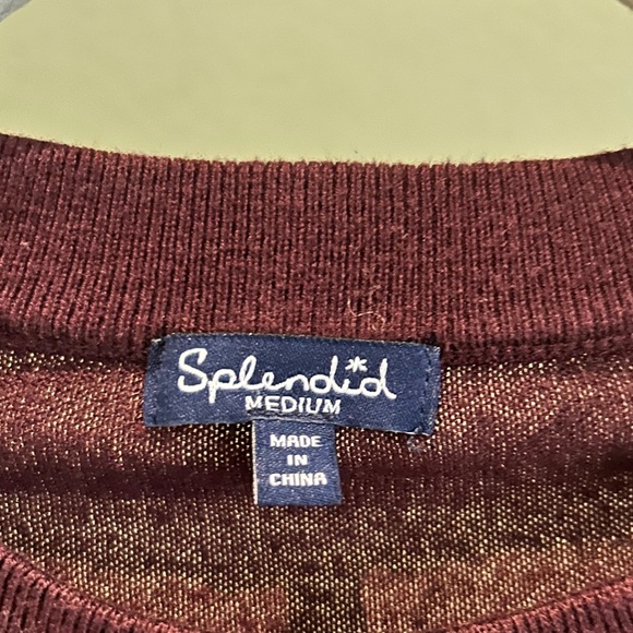 Splendid Maroon Cold Shoulder Cut Out Long Sleeve Sweater Size M - Picture 3 of 3